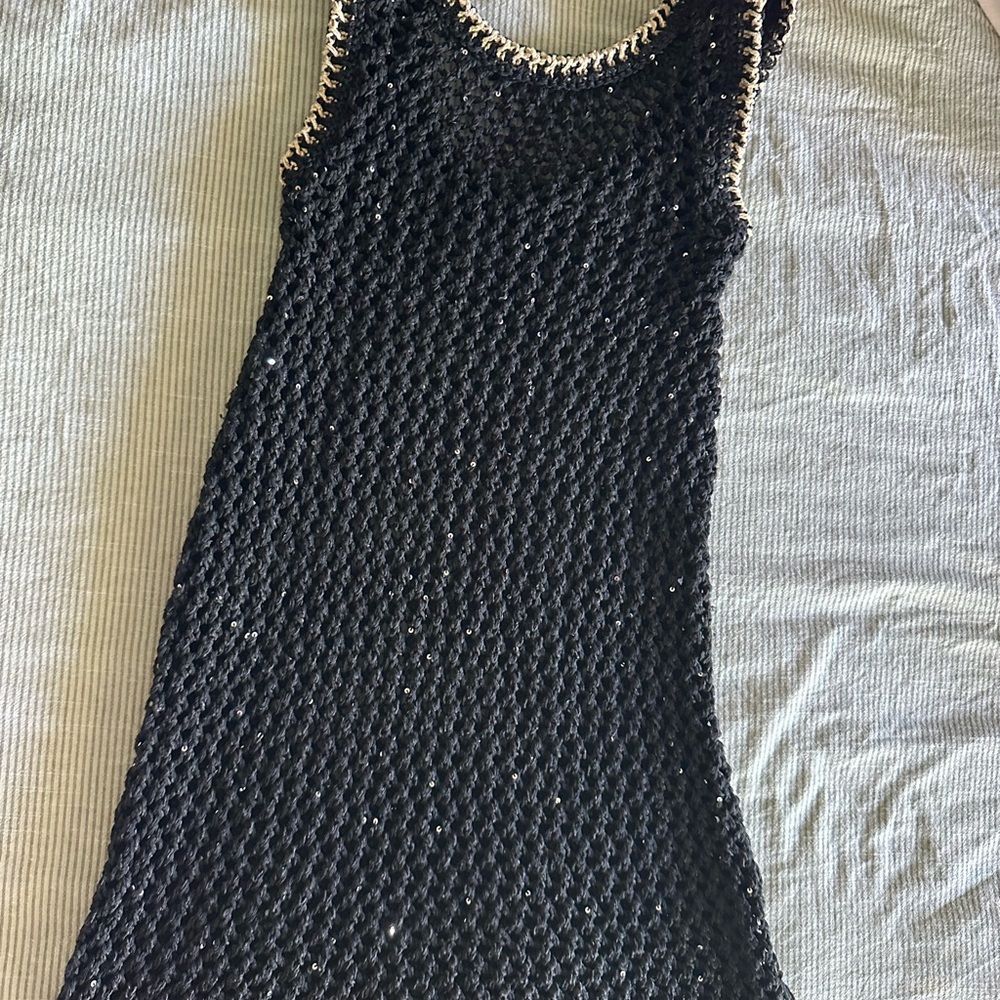 Black Crochet Sleeveless Dress